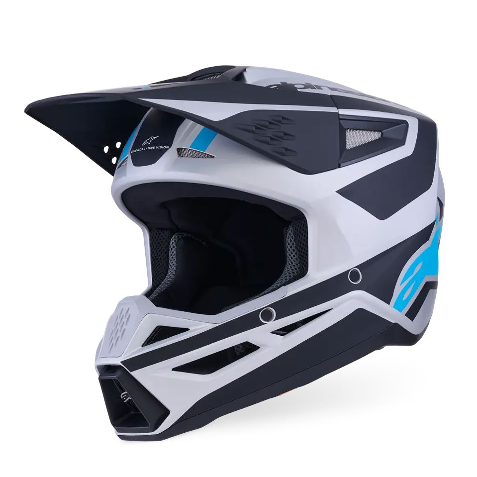Alpinestars 2026 SM3 Heat Motocross Helmet Silver Blue Black Matt